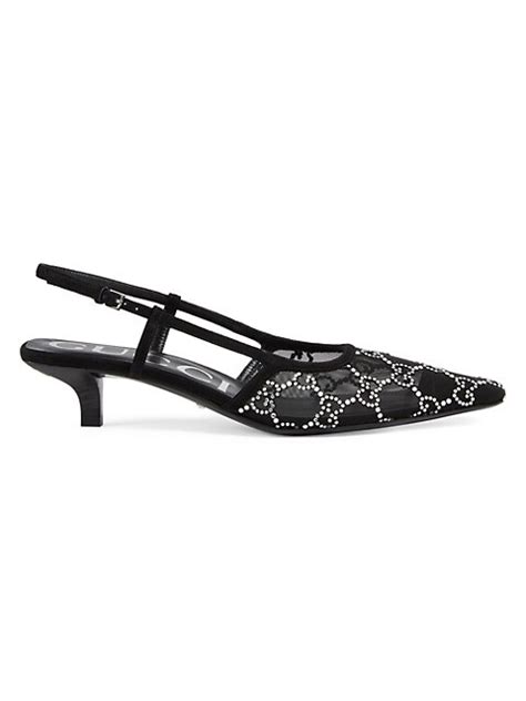 gucci women's crystal-embellished slingback sandals|gucci slides women size 36.